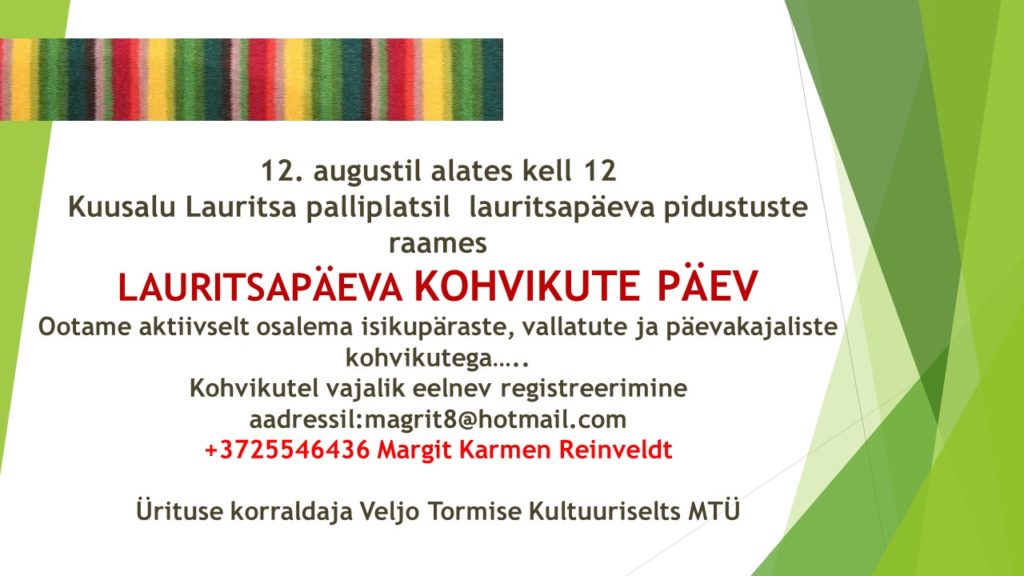 kutse kohvikutepäevale lauritsapäeval